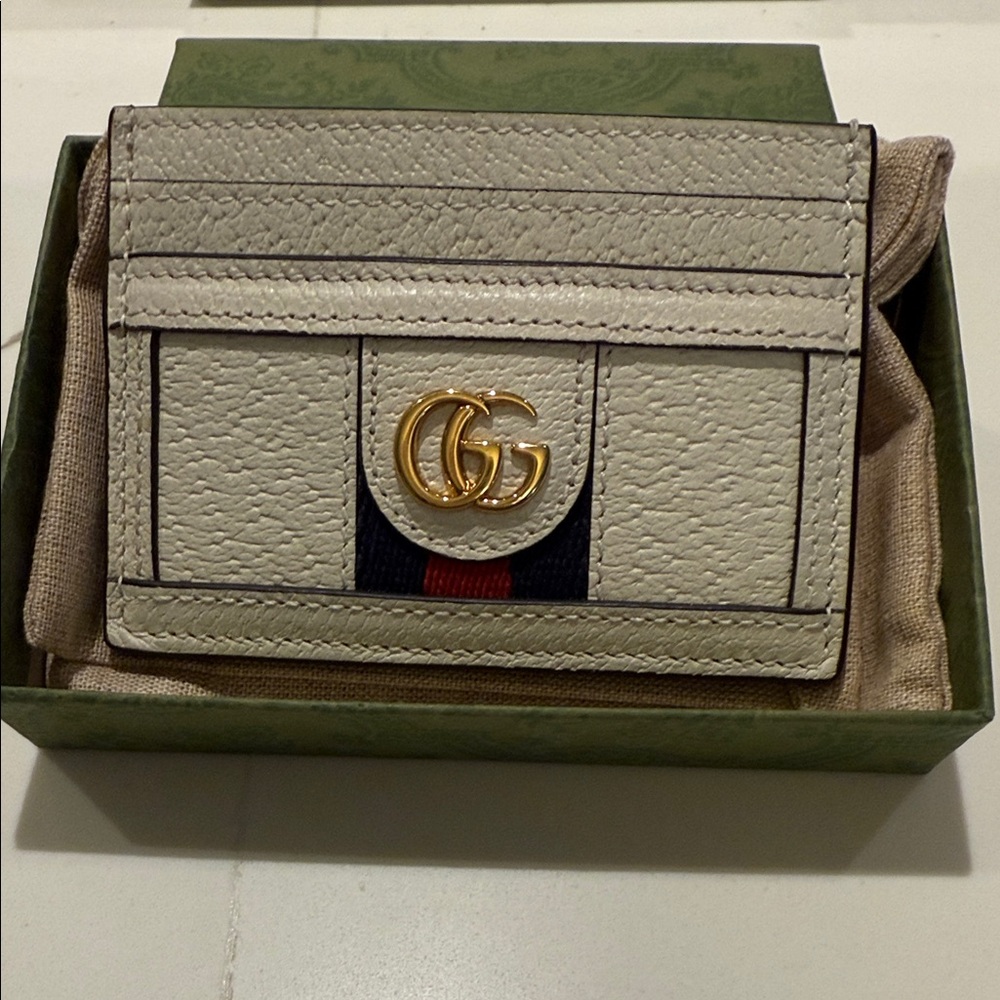 Gucci Ophidia Leather Card Holder with Gold Logo